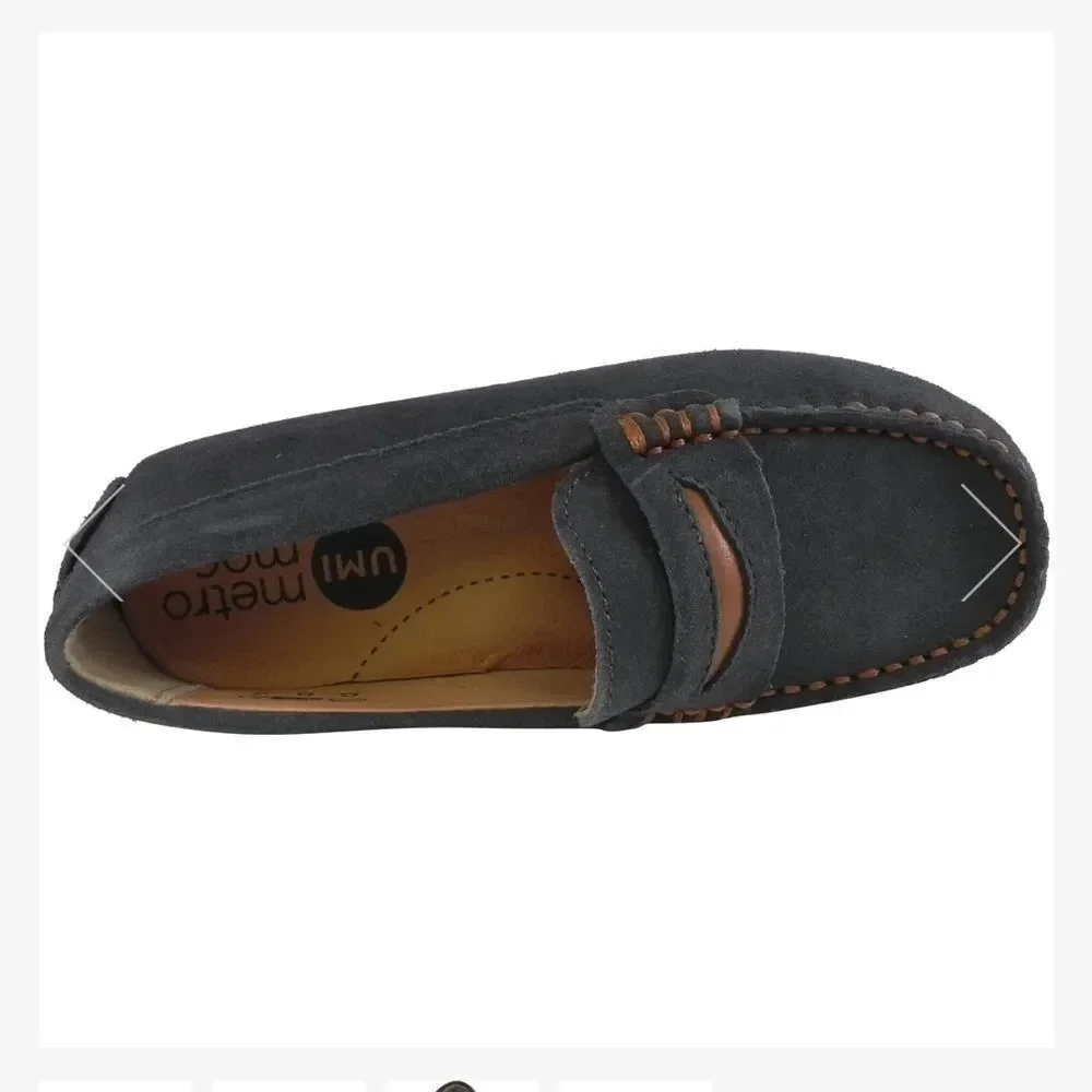 UMI Toddlers Boys Dark Gray Oxford Suede Slip On Loafers size 27 NWOT